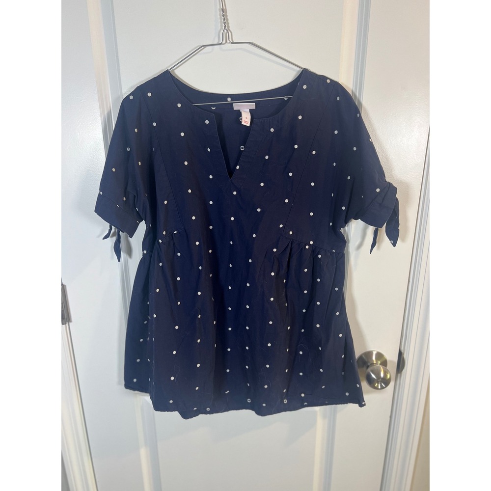Isabel Maternity Women Top Polka Dot Navy Blue S